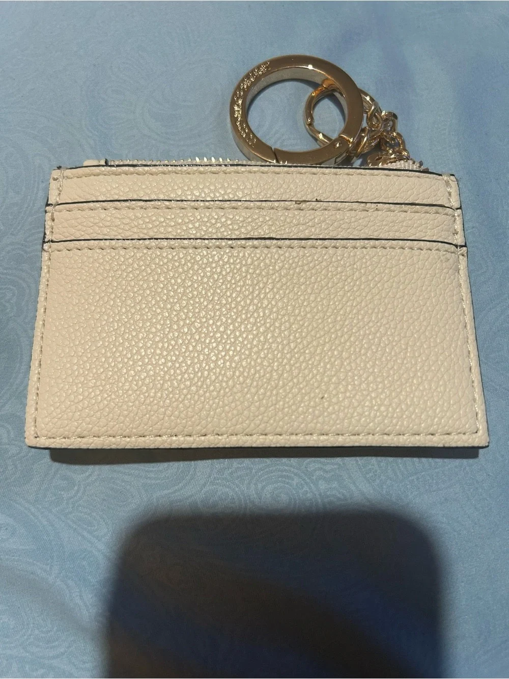 Victoria's Secret Cream Quilted Cardholder Keyring with Gold Hardware